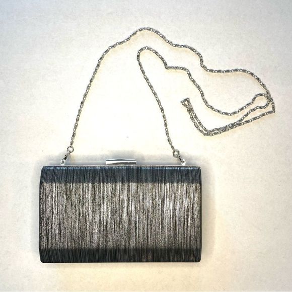 Clutch Bag Removable Chain Black and Silver - Picture 2 of 8